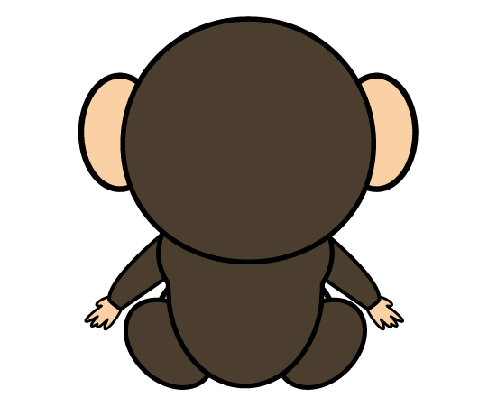 チンパンジー(後ろ向き)のイラスト
