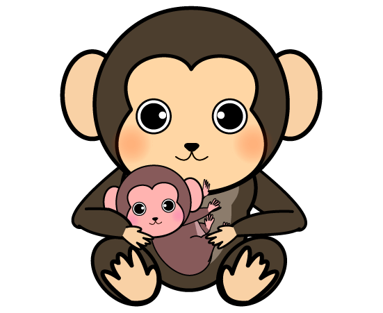 チンパンジーの親子のイラスト