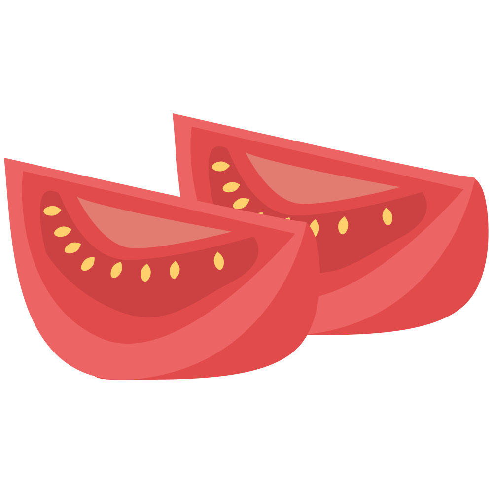 切ったシンプルなトマトのイラスト