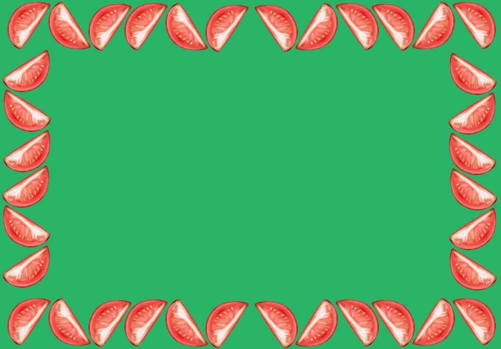 切ったトマトのフレーム(背景あり993×693)