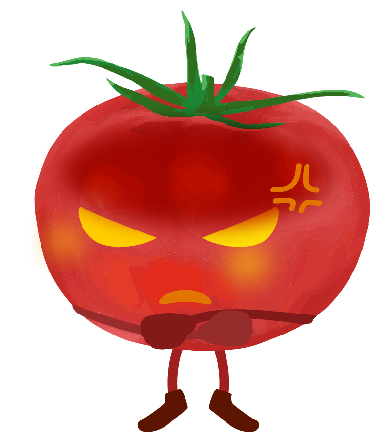 怒っているトマトのイラスト