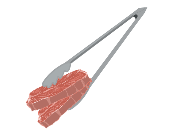 肉をつかむトングのイラスト