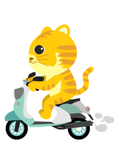 バイクに乗る虎のイラスト