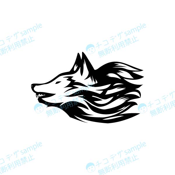 狼の横顔のトライバルデザインイラスト