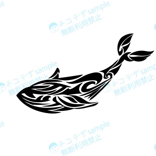 クジラのトライバル風イラスト