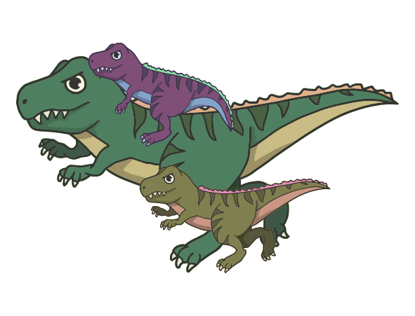 ティラノサウルスの親子のイラスト