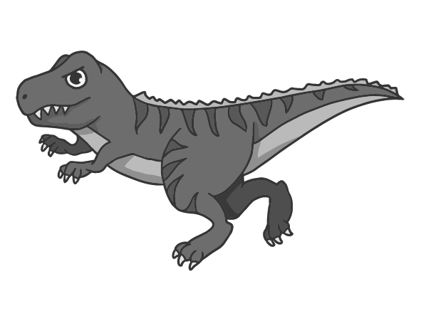 ティラノサウルス(白黒)のイラスト