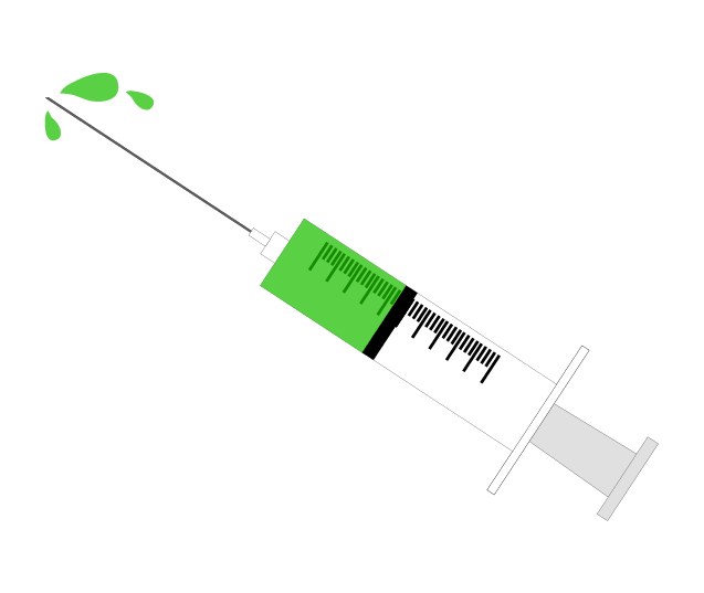 注射器と緑色の液体のイラスト