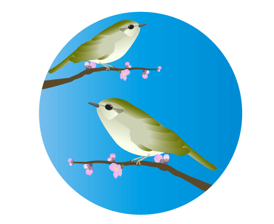 青空と桜とウグイスの挿絵のイラスト