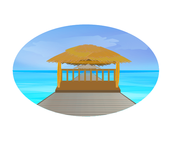 桟橋の海の家のイラスト