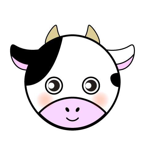 牛の顔アイコンのイラスト