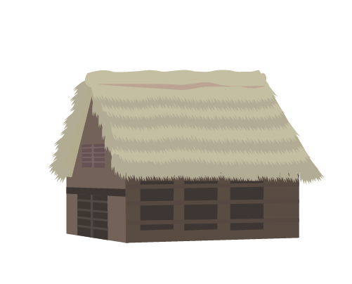 藁葺き屋根の家のイラスト