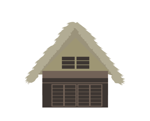 藁葺き屋根の家のフリーイラスト 古民家の建物無料素材 チコデザ