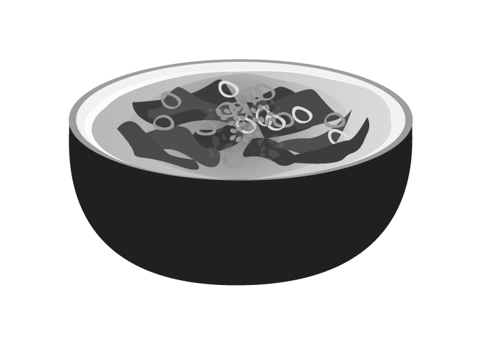 白黒ワカメスープのイラスト