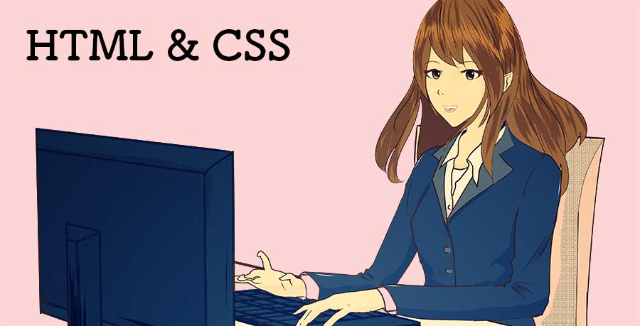 HTMLとCSSを学ぶ女性