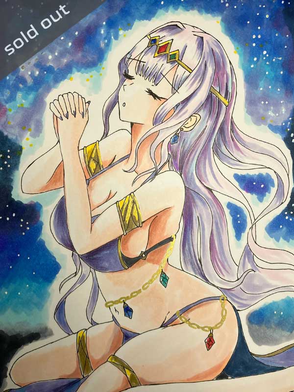星と少女のアナログイラスト