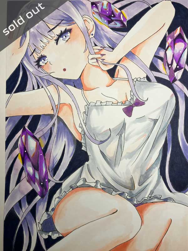 アメジストの少女アナログイラスト