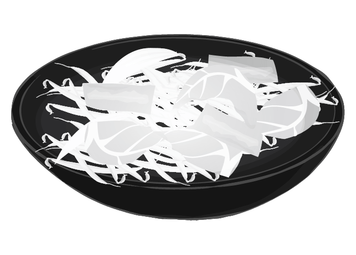 白黒野菜炒めのイラスト