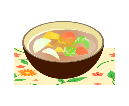 おしゃれな野菜スープのイラスト