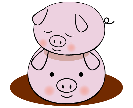 豚の饅頭親子のイラスト