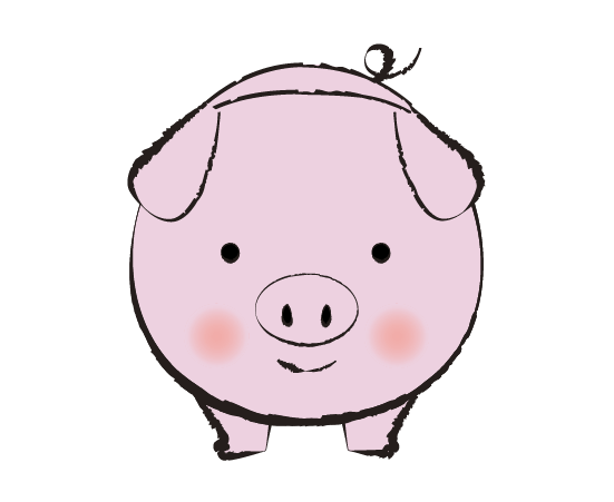 手書きタッチのゆるい豚のイラスト