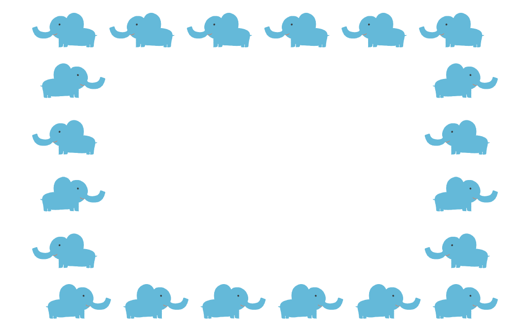 ゾウさんの四角フレーム(背景なし1072×665)